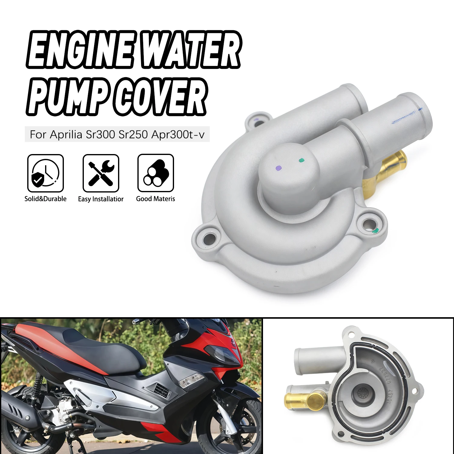 Engine Water Pump Cover Motorcycle Accessories For Aprilia SR300 SR250 APR300T-V  Motorcycle Parts