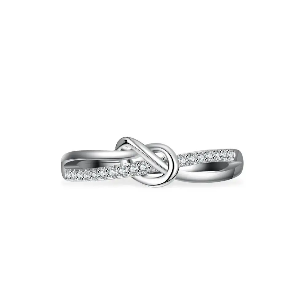 925er Sterlingsilber Infinity-Knoten Stapelring D VVS1 Moissanit Mehrfarbiger Liebesversprechen-Ring Feiner Schmuck für Damen – Detail 6
