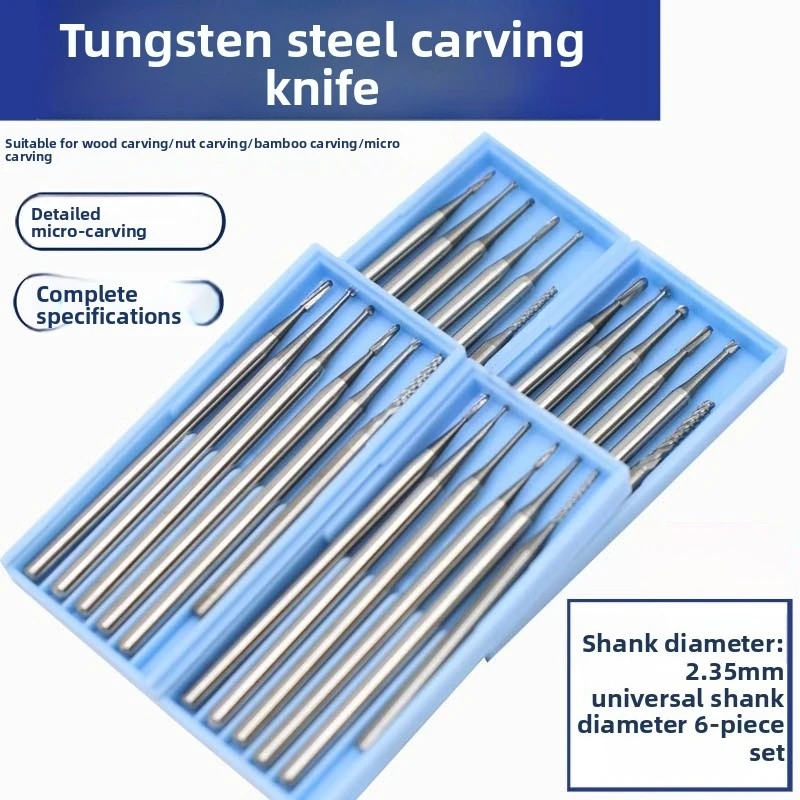 Tungsten Carbide Carving Burr Set / Micro Wood Root Olive Nut / Electric Engraving Bit Kit