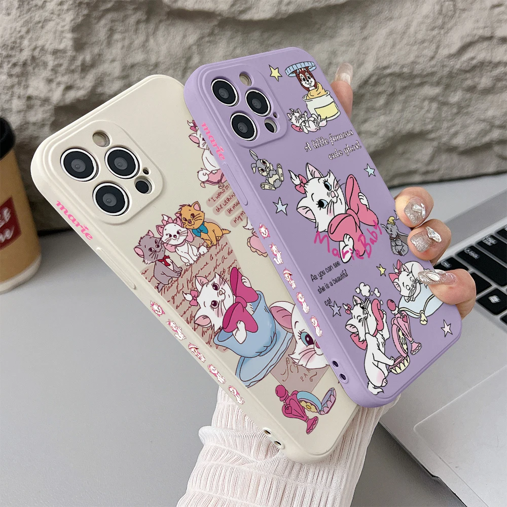 Cute Marie Cat Phone Case for Huawei P40 P30 P20 Lite Mate 20 Nova 9 SE 8i 7i 6 4e Pro Straight Edge Soft Silicone TPU Cover