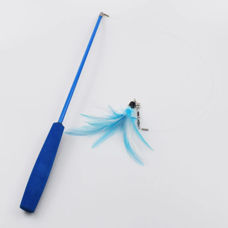 Telescopic Three Section Simulation Fishing Rod Cat Teasing Wand Stick Toy Entertainment Kitten Play view 3
