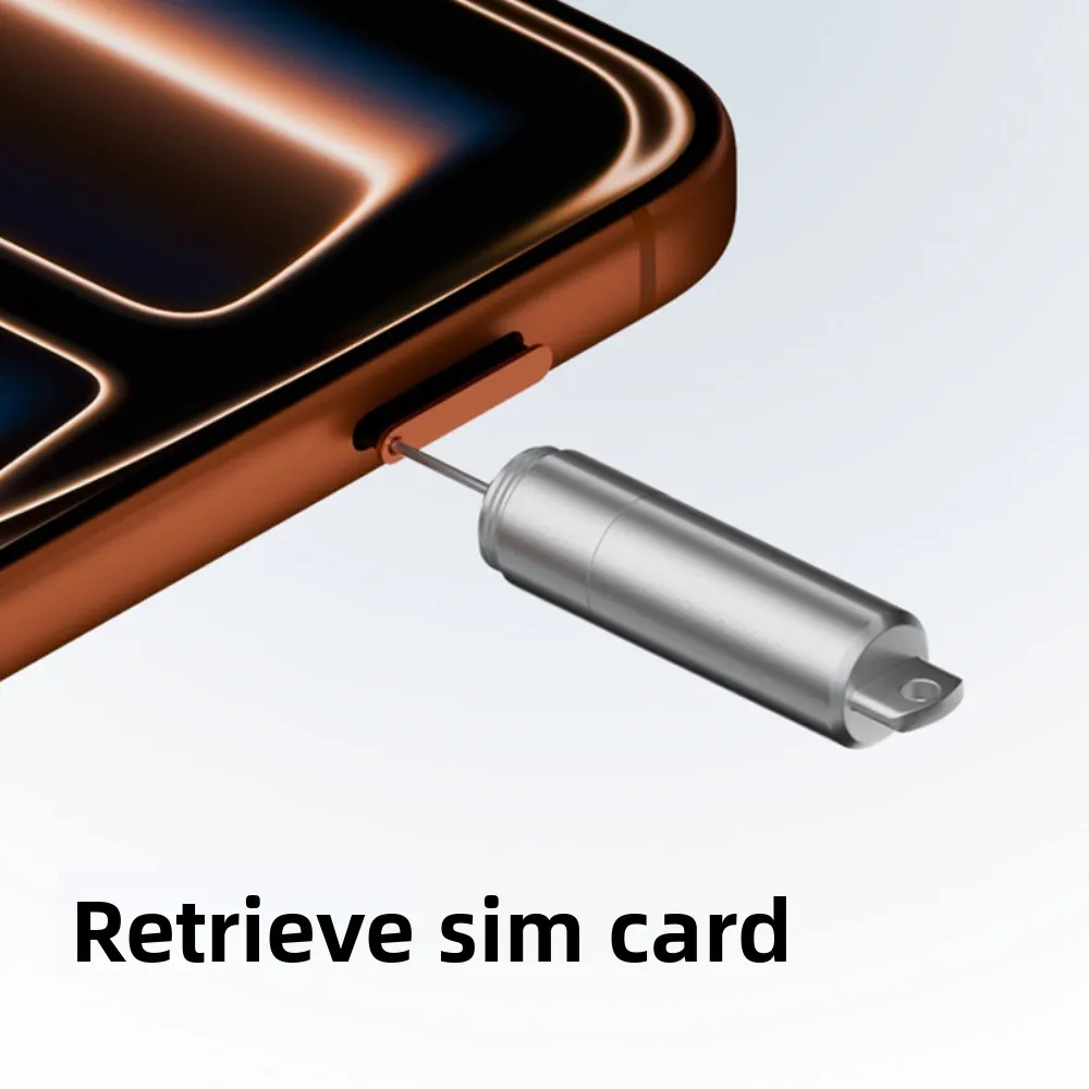 2 in 1 Keychain SIM Card Tray Ejector Pin Cleaning Brush Anti-Lost Ejecting Removal Needle Universal Compact