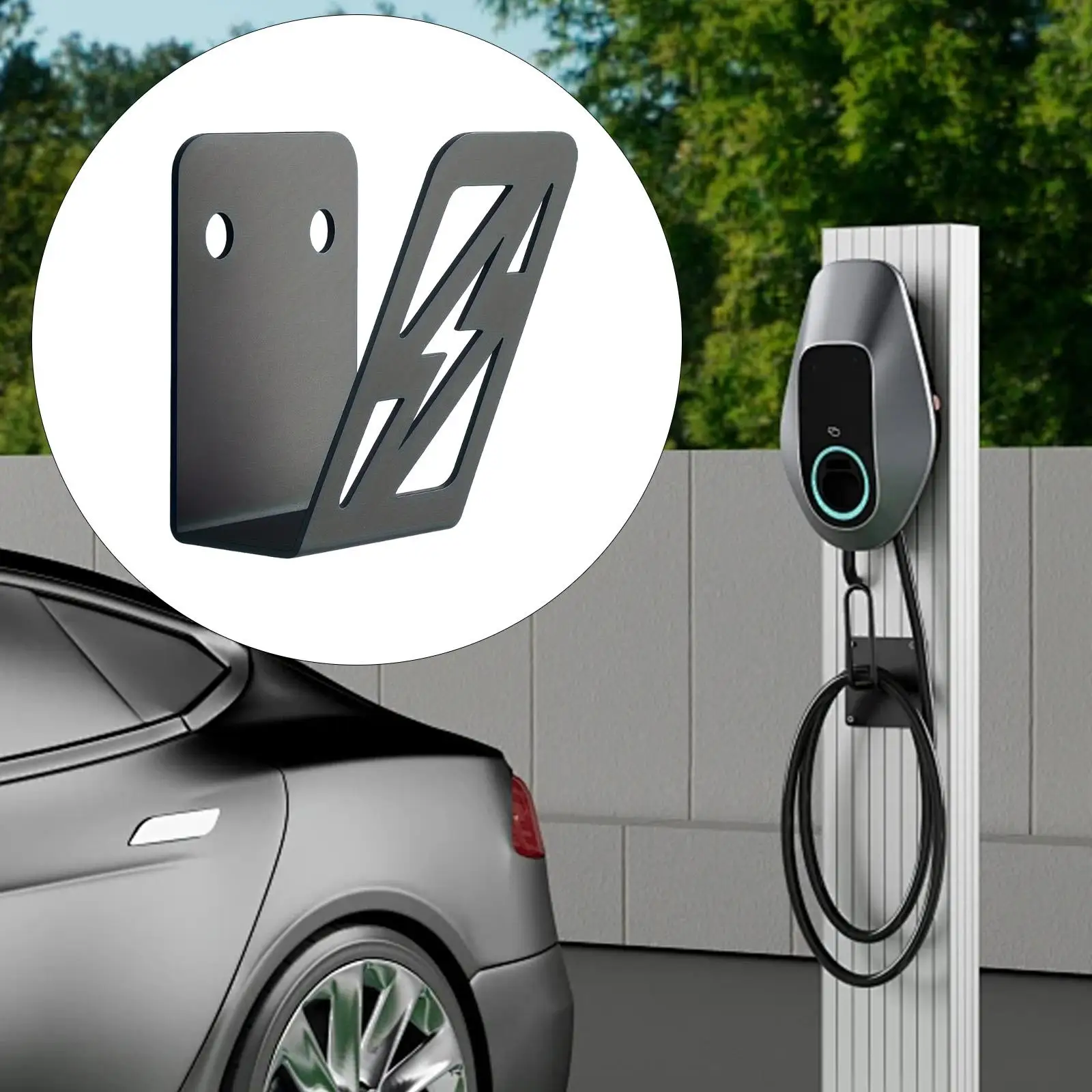 Picture 6: Wall Mounted EV Charger Cable Holder Heavy Duty Iron Hanger Electric Car Cord Organizer for Home Charging