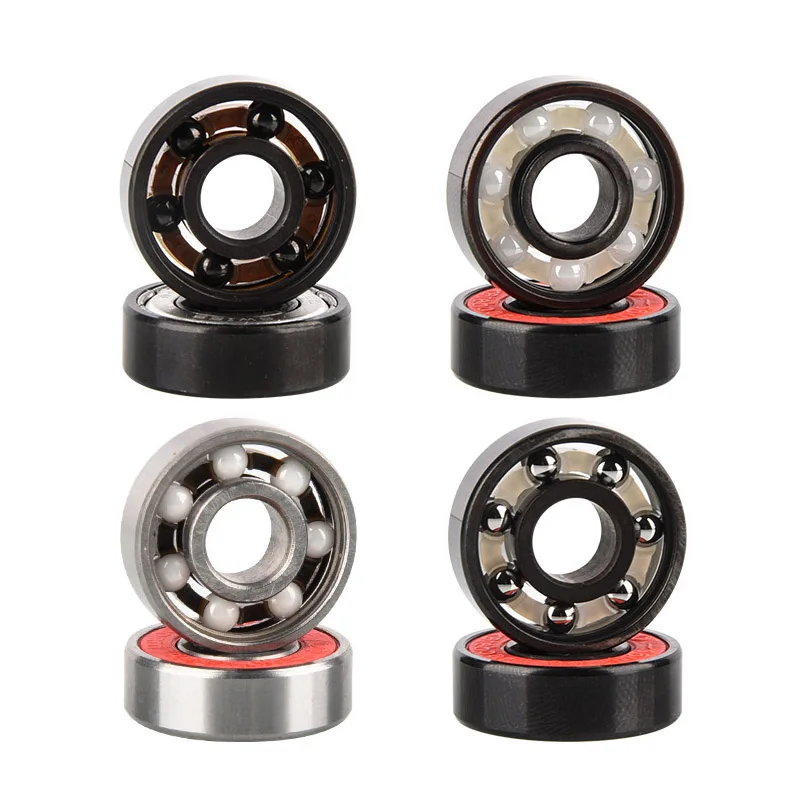 

16 PCS Ceramic Bearings 608RS White Zirconia Black Silicon Nitride 7 Ball Bearings for Inline Roller Skates Skateboard Scooter