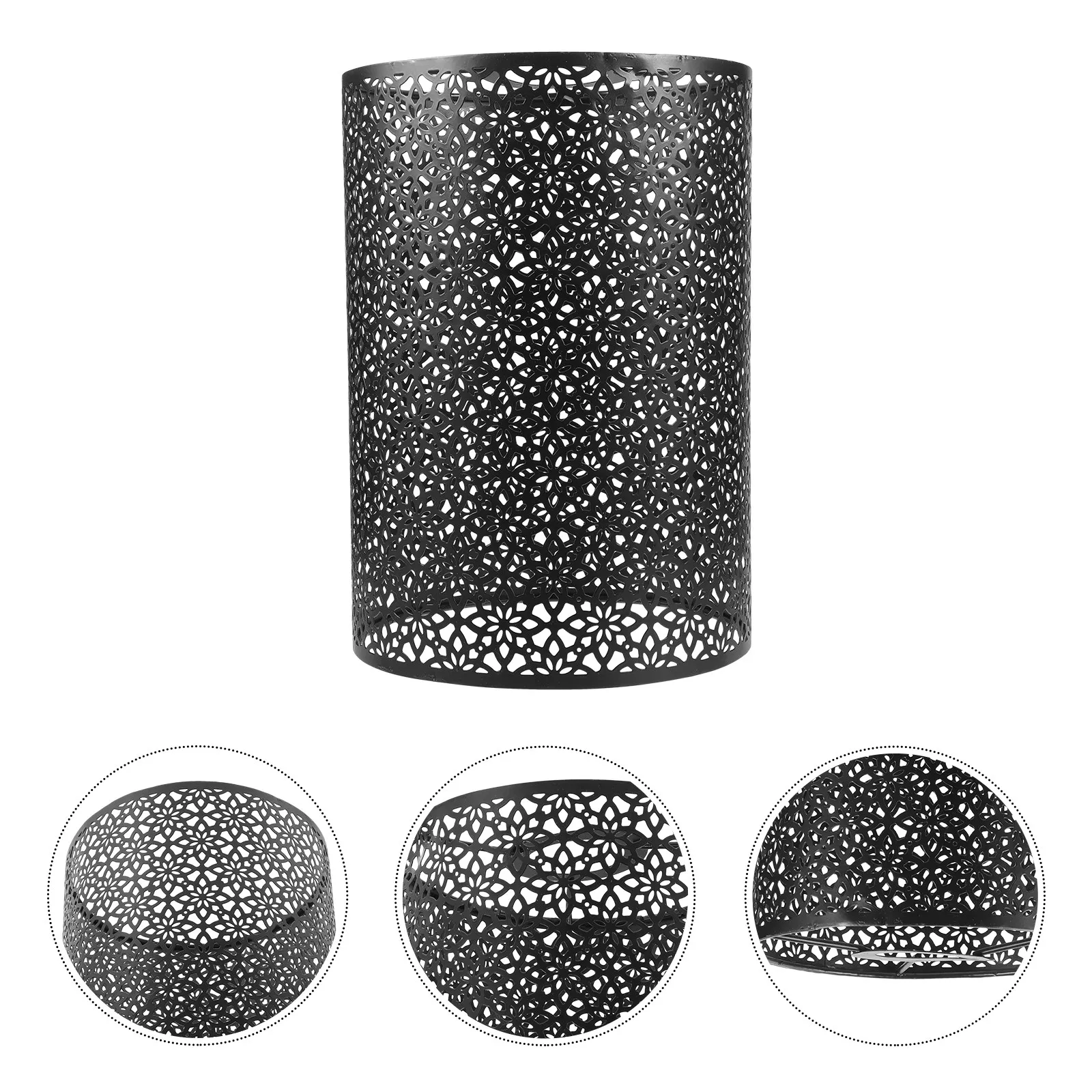 Cylindrical Lamp Shade Wrought Iron Hollow Design for Table Floor Desk Wall Lights Large Metal Light Cover Replacement