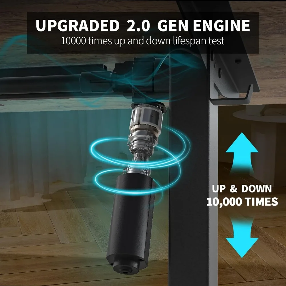 مكتب مريح للجلوس مع ارتفاع قابل للتعديل وتخزين، محطة عمل واسعة 63 × 30 للاستخدام المكتبي المريح