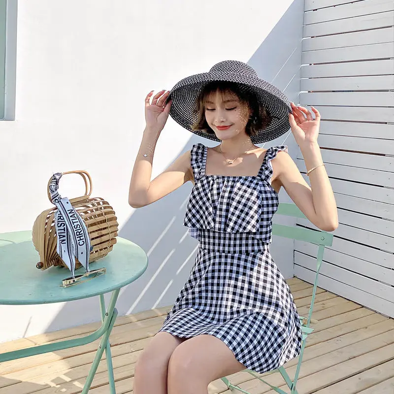 التستر المرأة منقوشة عالية الخصر جميل سليم ملابس السباحة ثوب السباحة شعبية Mujer ملابس الشاطئ صيف 2021 قطعة واحدة تصميم بسيط #4