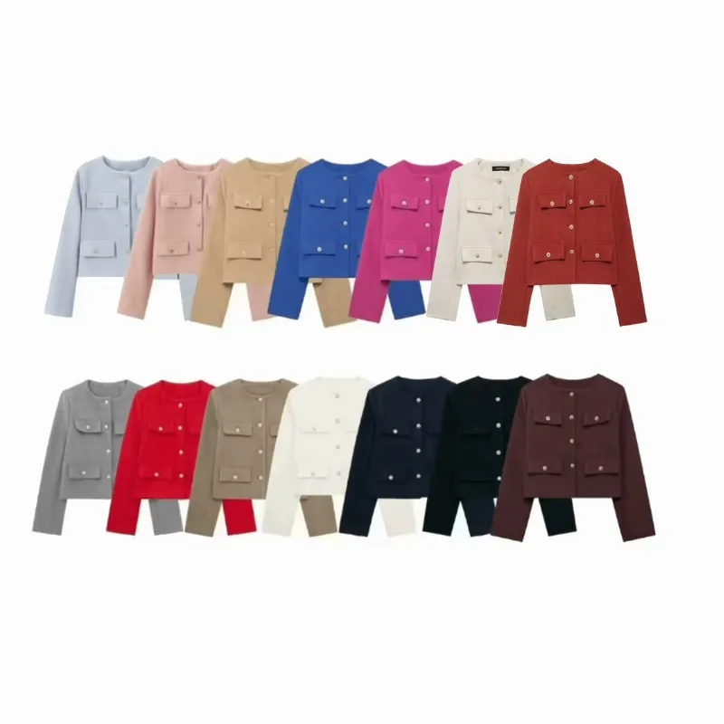 

Женский осенне-зимний укороченный жакет-блузка на пуговицах: новая коллекция, минималистичный, повседневный, модный, элегантный, уникальный, нишевый, универсальный
