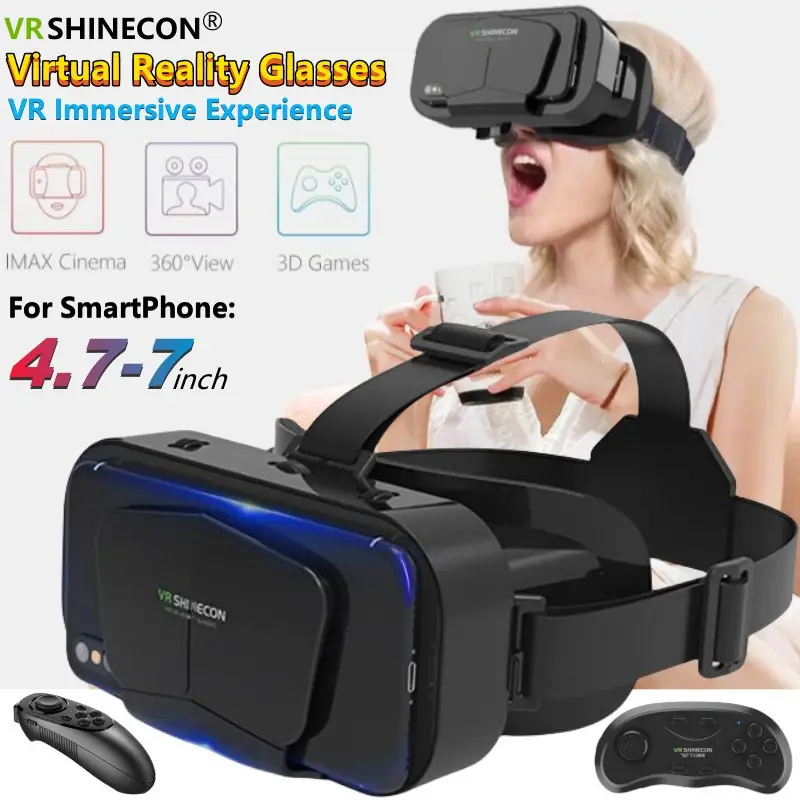 G10 IMAX أفلام ثلاثية الأبعاد شاشة عملاقة نظارات الواقع الافتراضي جوجل كرتون صندوق VR خوذة للهاتف 4.7-7 بوصة ، دعم أذرع التحكم في ألعاب الفيديو