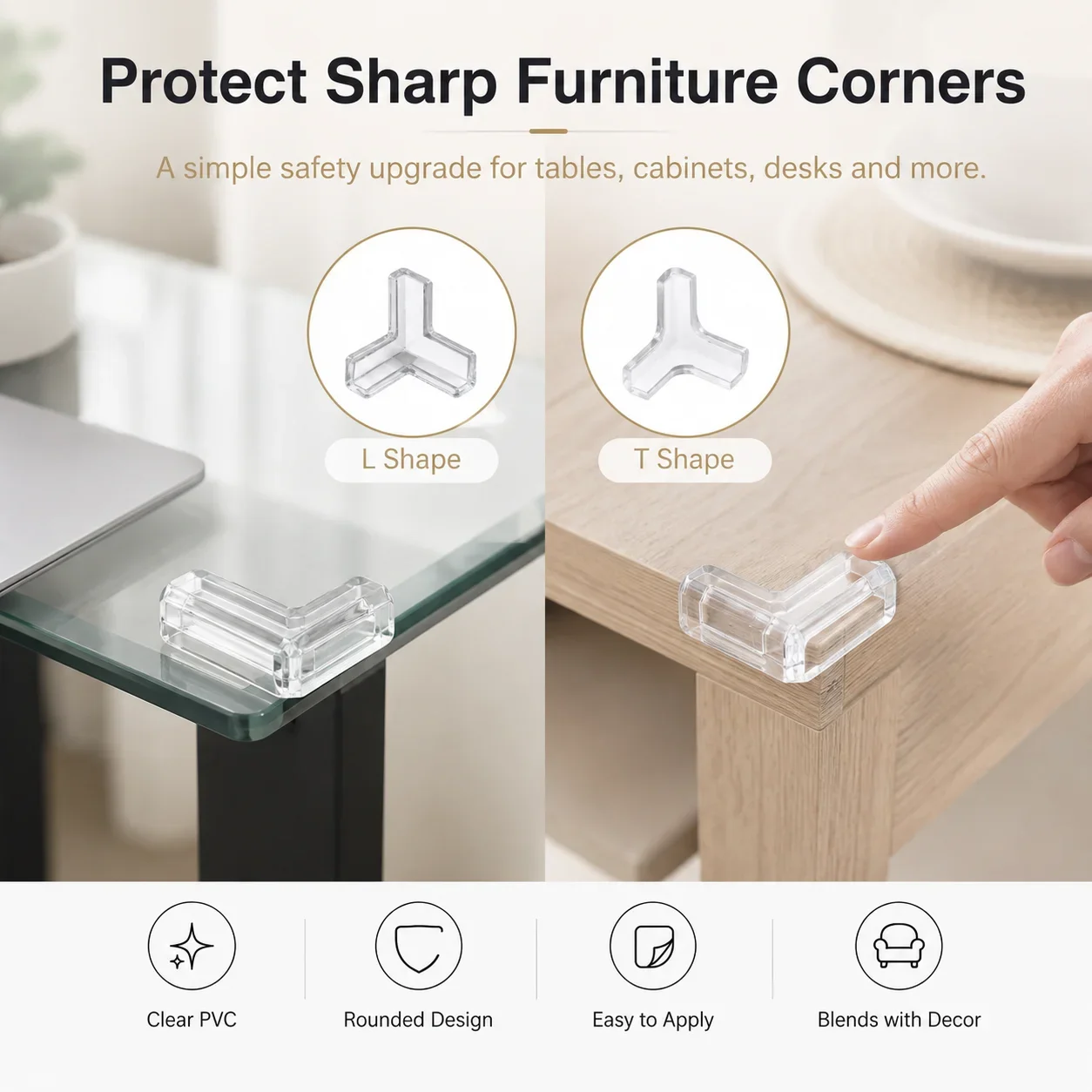 Baby Safety Silicone Corner Protectors 4PCS Table Edge Guards Anti-Collision for Kids
