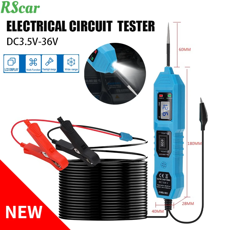 2024NEW Electric Circuit Tester 3.5-36V DC Car Electrical System Tester Power Probe LED Digital Display Repair Diagnostic ToolS