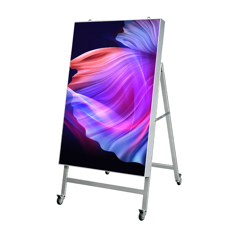 Portable Digital Poster  Floor Standing Display Signage Ultra-slim Movable Led Advertising Screen