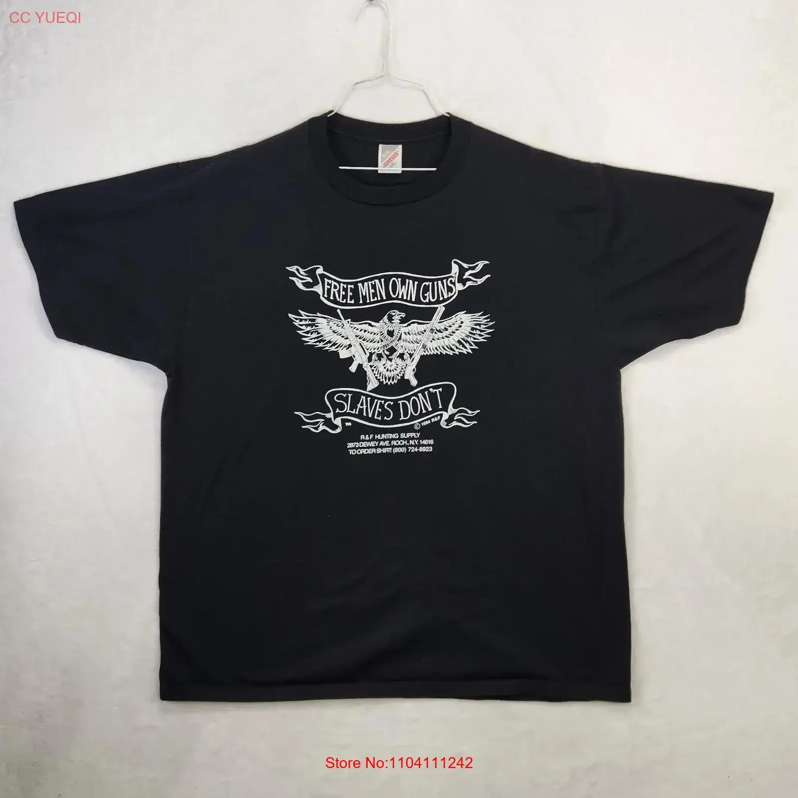Vtg 1984 R F Hunting Supply Eagle Gun Rights T Shirt XXL Jerzees 50 Made USA vintage Washed Comfortable Casual fashion