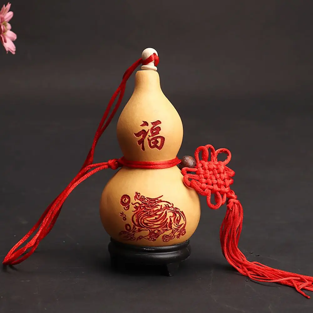 Bring Wealth and Luck Handmade Photo Props Feng Shui with Tassel Housewarming Gift Gourd Crafts Home Decor Hanging Ornament