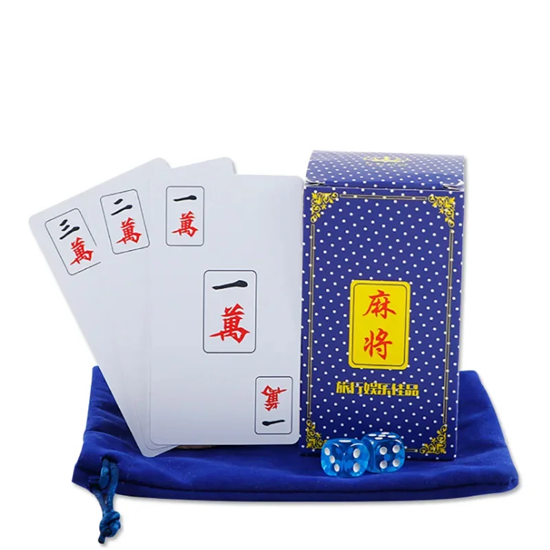 148 PCS PVC Frosted Plastic Cards Mahjong Cards Board Game Waterproof Travel Mahjong Dice/Bag