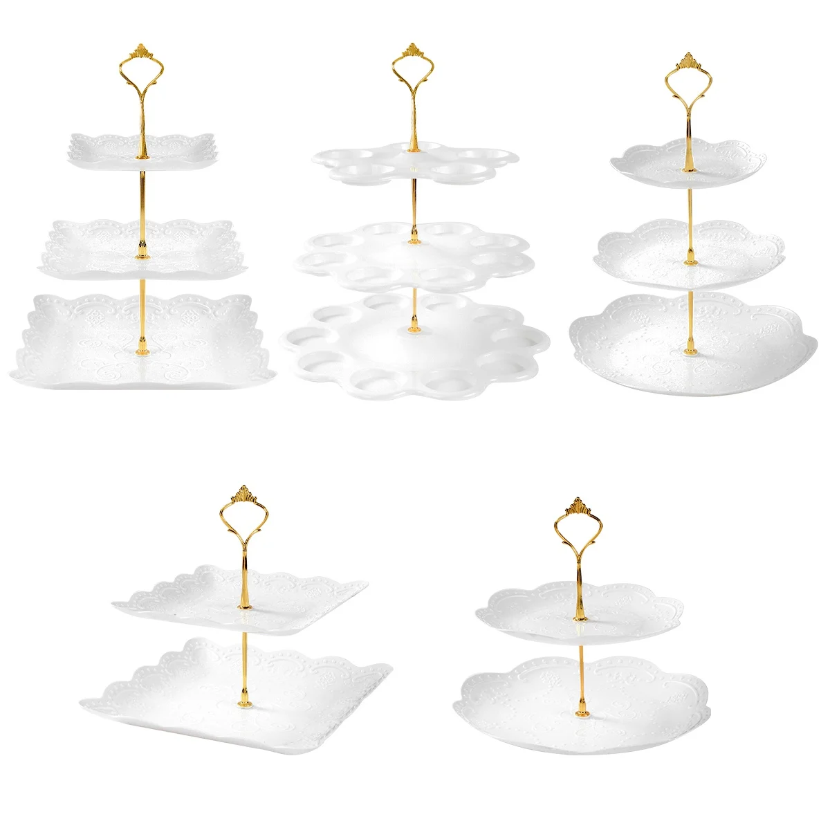 Detachable Cake Stand European Style 2/3 Tier Pastry Cupcake Fruit Plate Serving Dessert Holder Wedding Party Home Decor