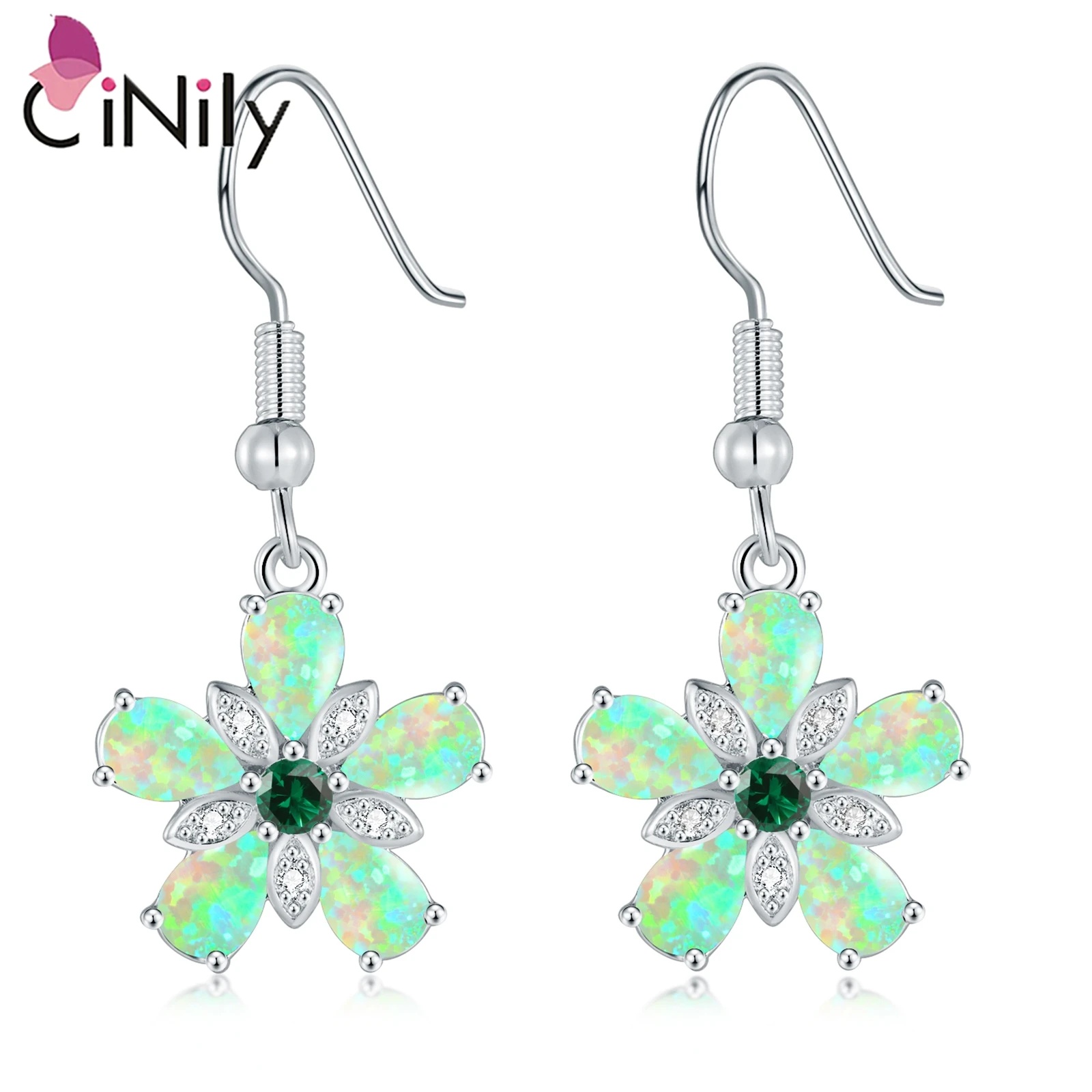 

CiNily Opal Drop Earrings for Party Women Girls Gold Plated Flower Dangle Earring With Zircon Flora Bohemia BOHO Fashion Jewelry