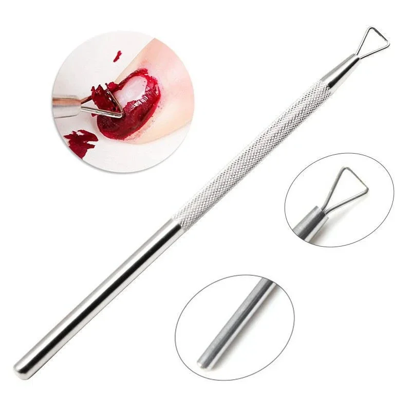 1PC Triangolo In Acciaio Inox Bastone Asta Pusher Cleaner Pelapatate Per Cuticole Raschietto Gel UV Polish Remover Manicure Strumenti Per Unghie Accessorio