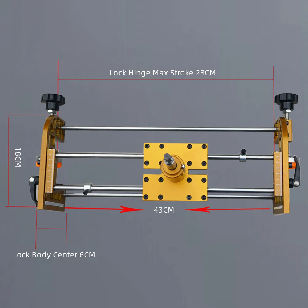 Solid Wood Door Lock Hole Opener Locator Keyhole Slotting Machine Doorlock Mortising Template Jig With 18/20/22MM Drill Bit