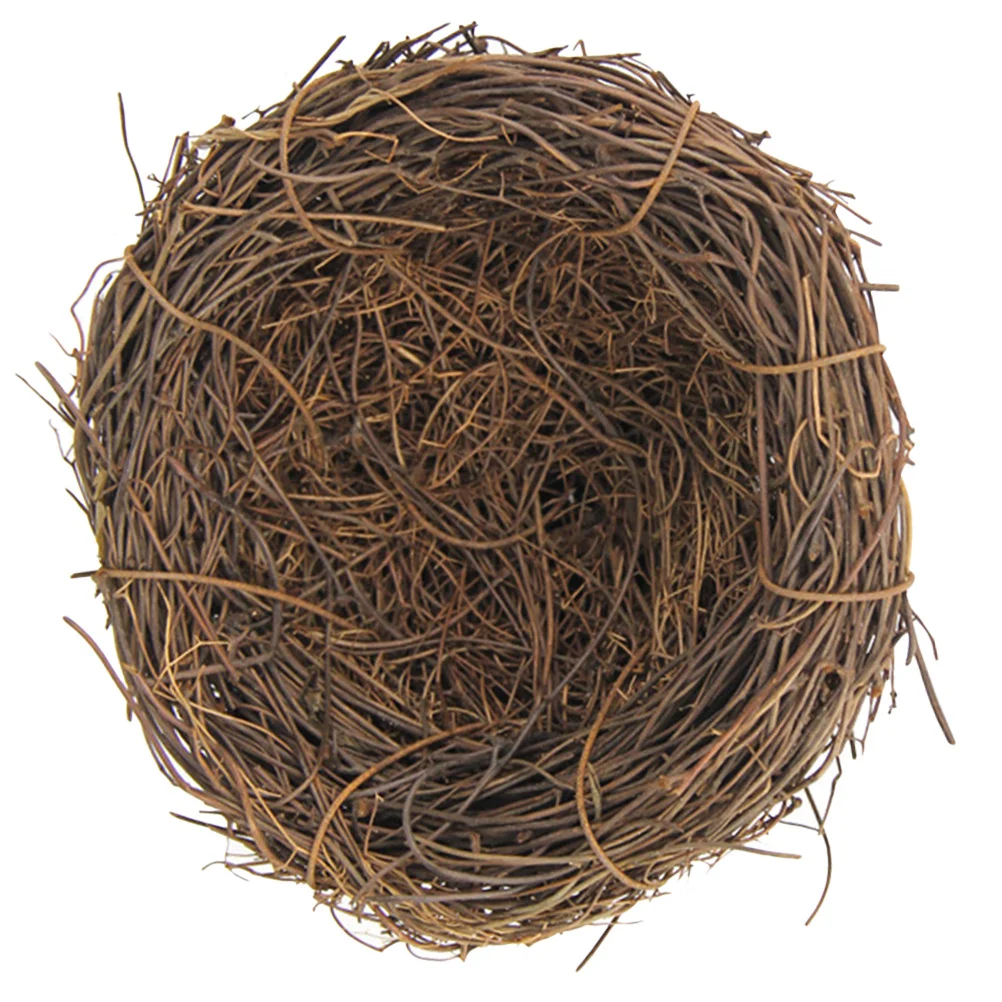 

6pcs Rattan Rattan Bird Nest Ornament For Garden Home Diy Craft Photo Props Artificial Nest Decor Birds Supplies