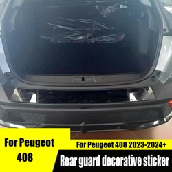 For Peugeot 408 2023 2024 Stainless steel material rear guard board with black titanium wire drawing for external use