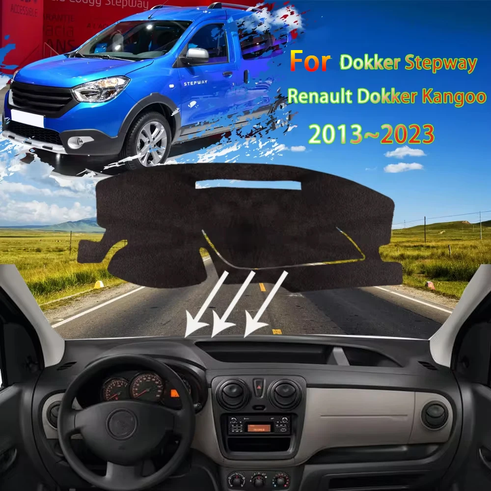 Dashboard Mat For Dacia Dokker Stepway Renault Dokker 2013~2023 2016 2017 Anti-dirty Sunshade Cover Carpet Pad Car Accessories