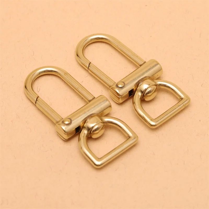 1pcs Brass Swivel Eye Snap Hook with D Ring Trigger Lobster Clasps Clips for DIY Leather Craft Bag Strap Belt Webbing Keychain