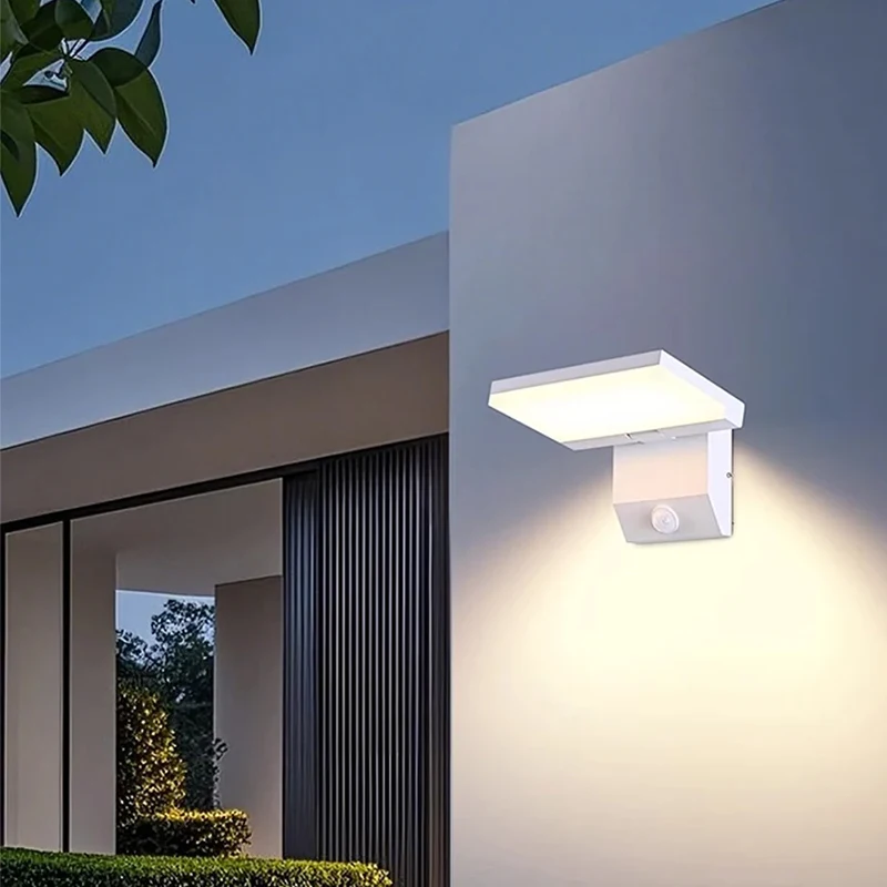 IP65 مقاوم للماء في الهواء الطلق الجدار الخفيفة قابل للتعديل زاوية الألومنيوم LED شمعدانات جدارية مع الاستشعار حديقة الممر الشرفة ضوء داخلي