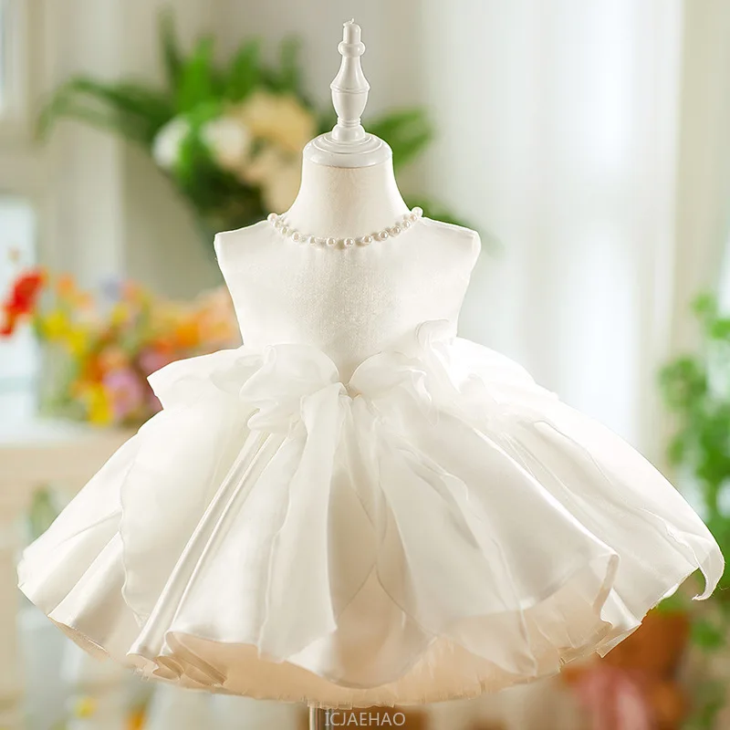 

Teen Girl Clothes White Kids Birthday Dresses Princess Tutu Gown First Year Party Outfit Formal Wear Children Costume Vestido
