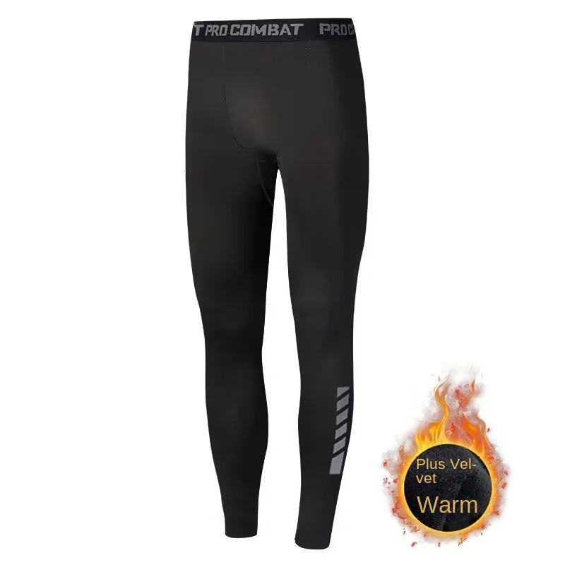 

Autumn and winter teenage men's thick fleece warm pants, men's tight elastic compression autumn pants, sports and fitness leggin