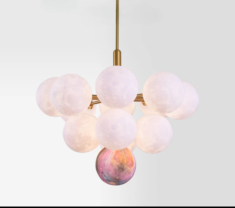 Postmodern living room chandelier designer creative 3D planet moon lamp children's room bedroom bubble ball lamp