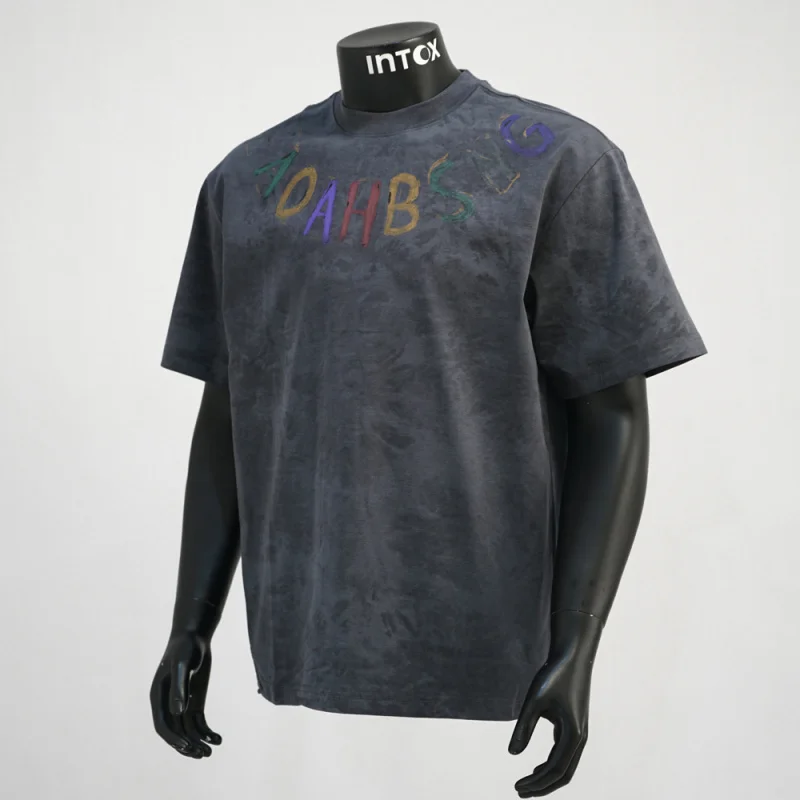 

Tie dye fashion printed short sleeved T-shirt for men in summer 2025, loose casual street retro round neck top