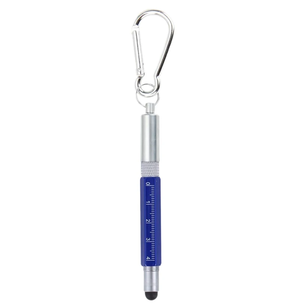 6 in 1 Multi Tool Tech Tool Pen Keyring Screwdriver Pen with Ruler Two-Head Ballpoint Pen Refills Metal Tool