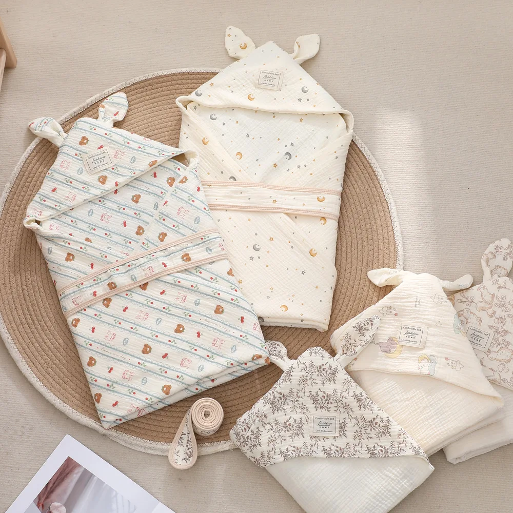 

Весеннее и осеннее пеленальное одеяло для новорожденных, милые мультяшные заячьи уши, больничные детские накидки, мягкий хлопок, пеленание для новорожденных, новинка