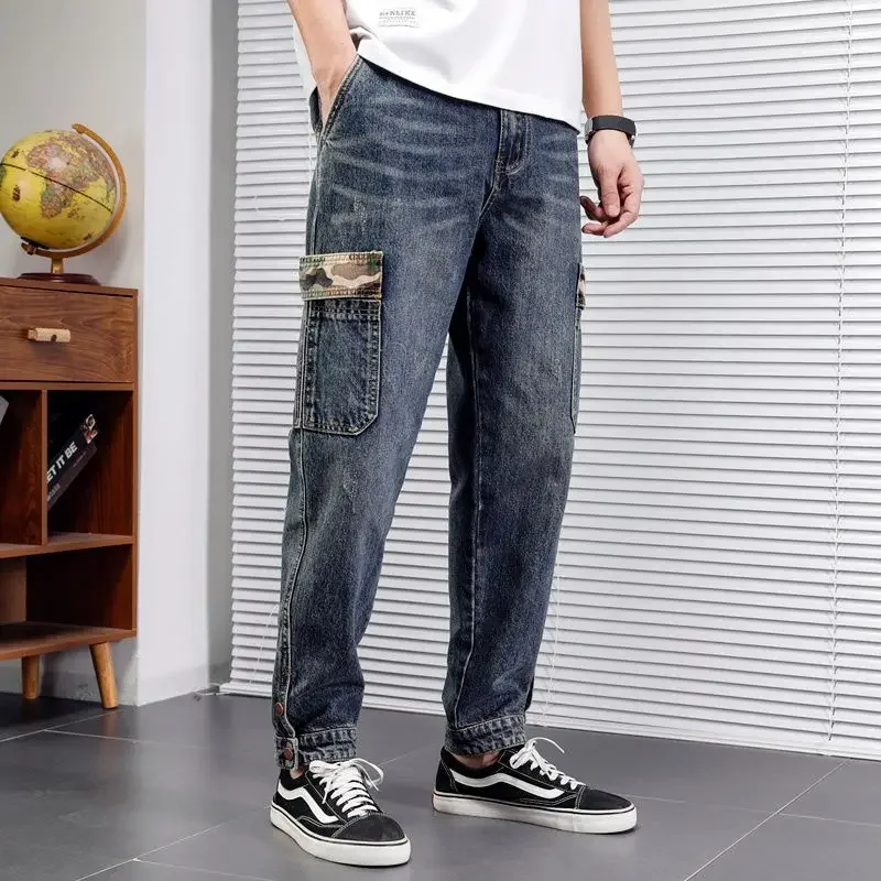 

Широкие джинсы для мужчин Y2k Брюки Винтаж 90-х Уличная одежда Повседневные оригинальные гранж Эстетические ретро джинсовые брюки Goth Xs Man Ковбойские брюки