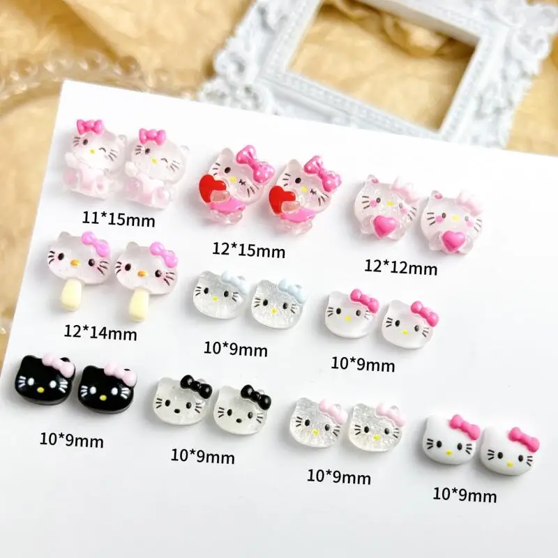 30PCS Transparent Mini Resin Cat Head Nail Charms Cartoon Mixed Cute Cat Nail Art Decoration Accessories for DIY Press on Nail