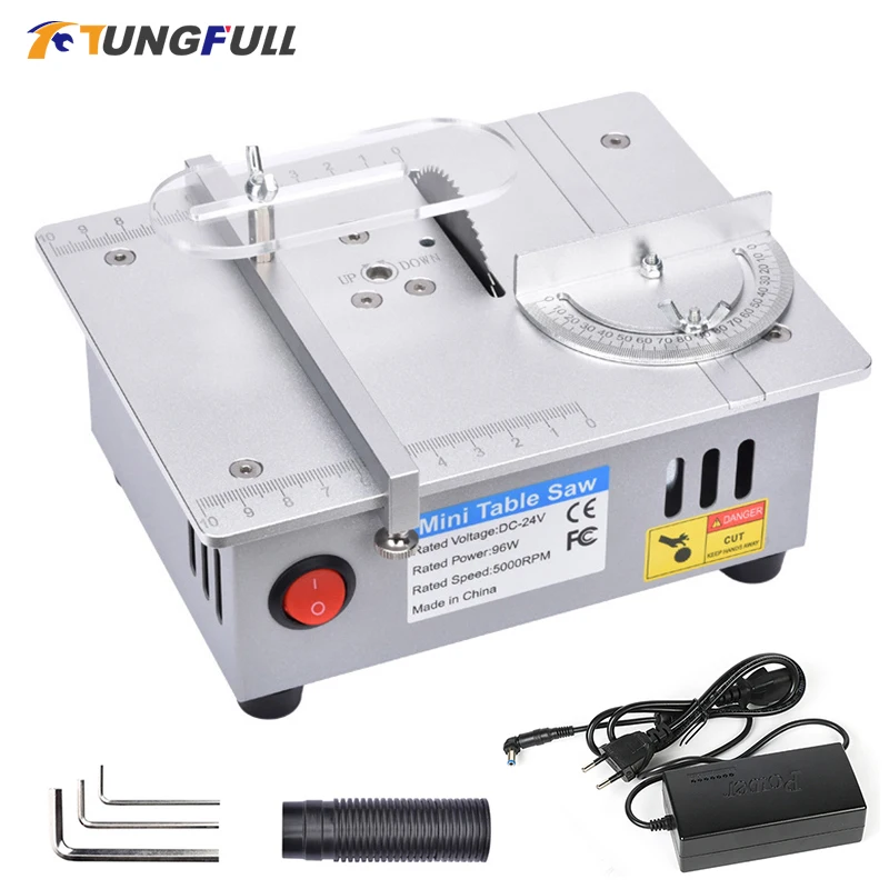 Mini Table Saw 96W 5000RPM Woodworking DIY Cutting Machine Electric Desktop Saws Bench Saw Household Cutting Machine 775 Motor