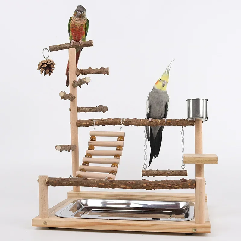 Pepper wood parrot platform,  climbing net,  training station,  ladder, swing bird toy suspension bridge