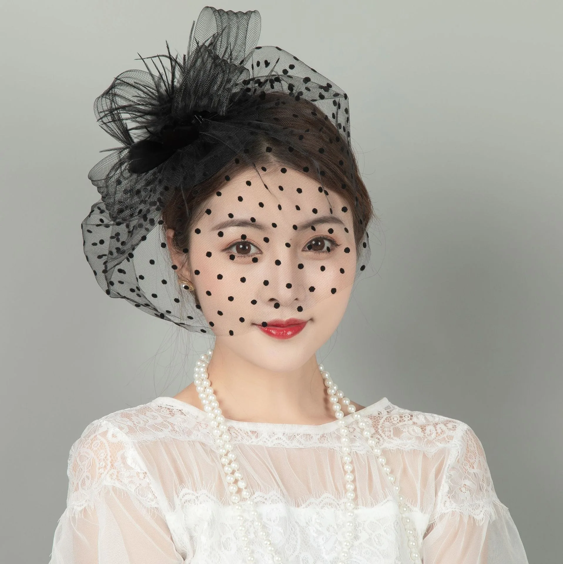 Feather Net Yarns Hat Elegant Wedding Accessories Bride Net Hats Headdress Women Party Prom Headwear Net Yarn Hairpin