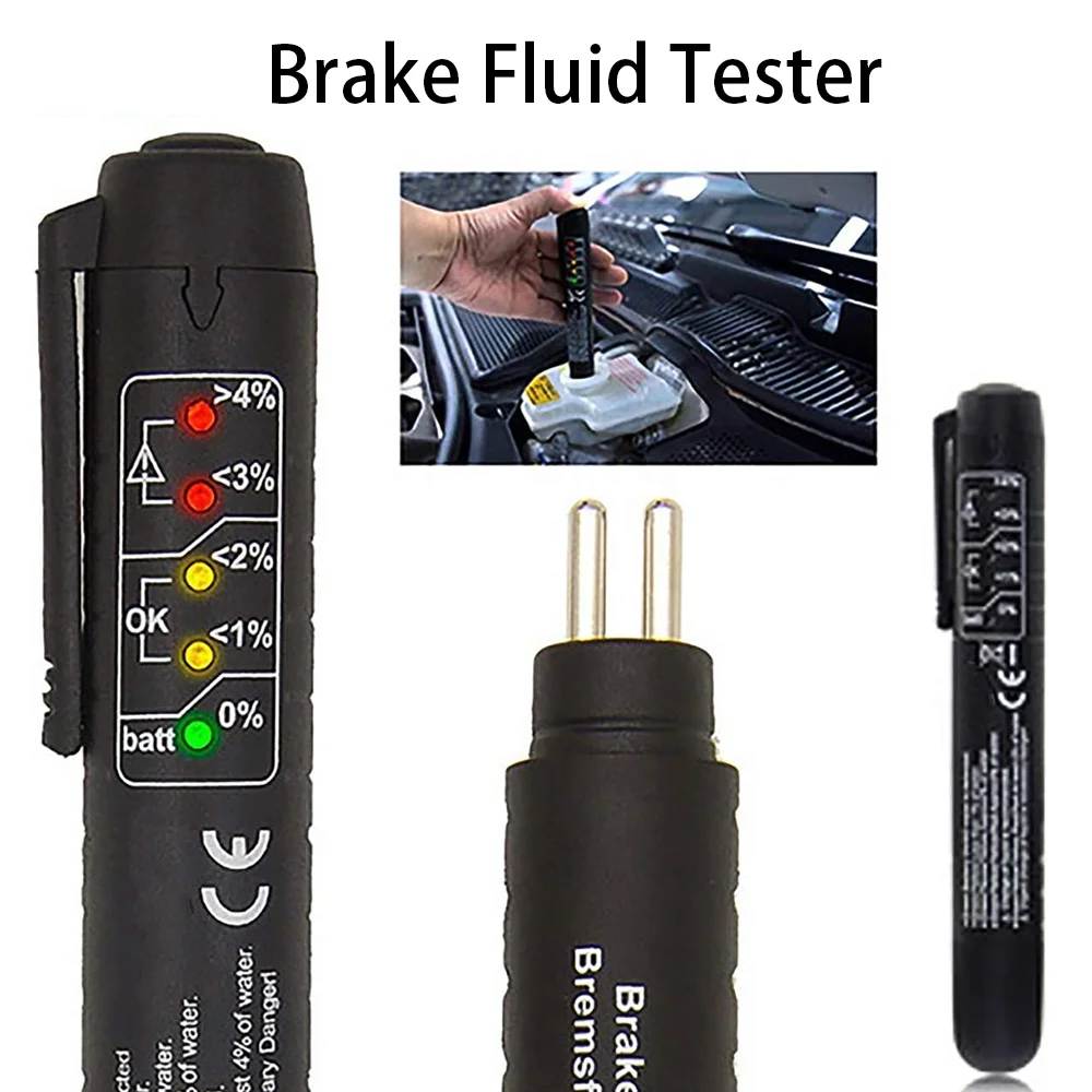 Brake Fluid Tester Pen,Hydraulic Fluid Liquid Oil Moisture Analyzer with 5 LED Indicators,Testing Tool for DOT3/4/5.1 Brake Flui