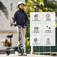 iScooter F2 Electric Scooter 500W 7.8Ah Electric Kick Scooter 10inch 30km Range 30km/h  Foldable Scooters With Basket and Seat