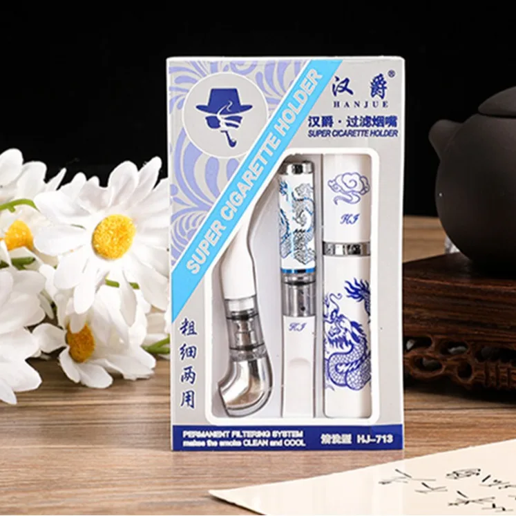 

Blue and White Porcelain Plastic Filter Thickness Unisex Smoking Filter Washable Circulating Type Cigarette Accessories