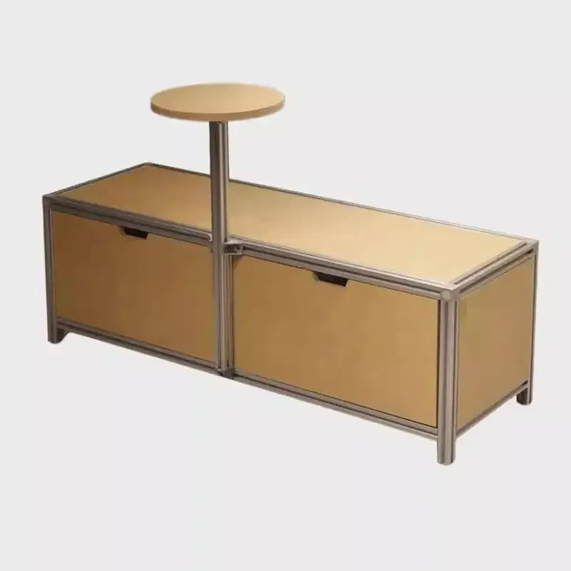Industrial style aluminum profile birch ocean board locker coffee shop booth milk tea shop bench dual-purpose table