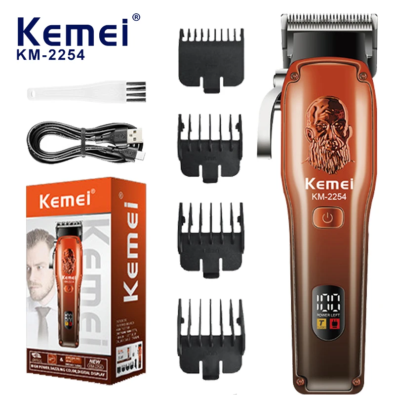 KEMEI Mens Hair Clippers Cord Cordless Hair Trimmer Professional Haircut for Men Rechargeable LED Display Home Haircut KM-2254