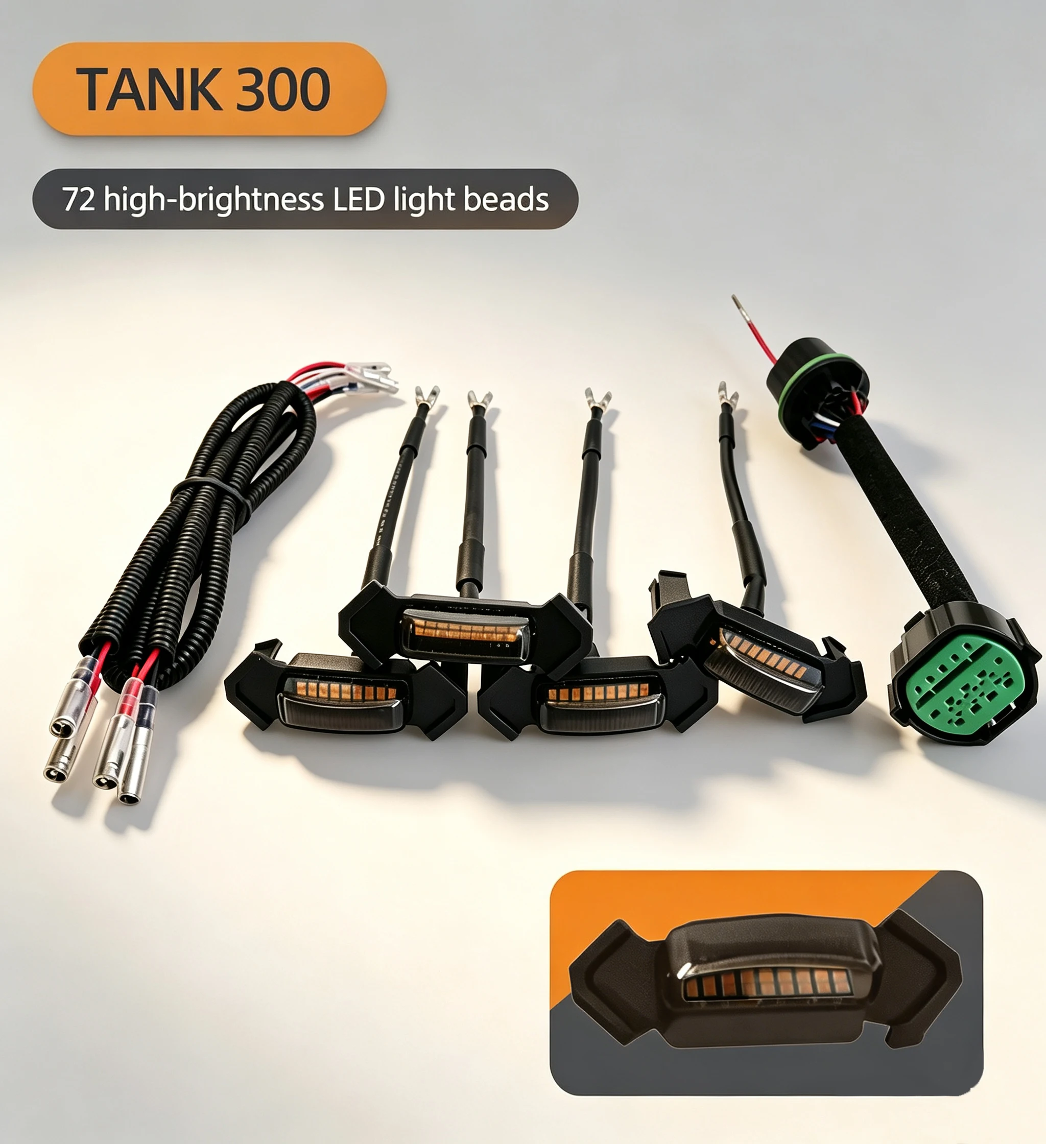 Weipai Tank 300 Front Grille Light Small Yellow Hooked Fastening Special Modified Accessory for Vehicle