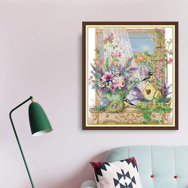 Joy Sunday The Scent Of Provence Flower Cross Stitch Kit Needlework Set Canvas Printed Cotton Thread Embroidery Diy Handmade