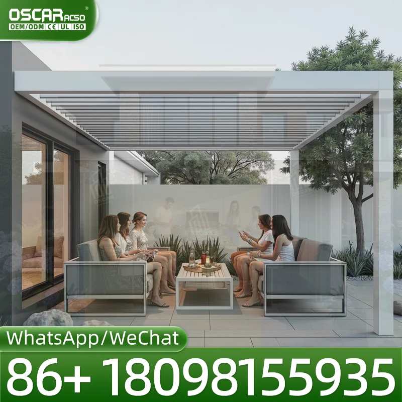 Garden Gazebo Aluminum Louvre Awning Electric Opening Patio Arches Louver Roof Pergola for Outdoor Backyard and Poolside pergola