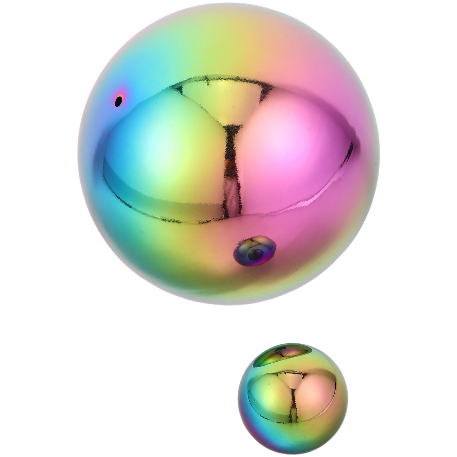 

2pcs Polished Stainless Steel Gazing Balls Colorful Hanging Metal Spheres Garden Lawn Decor Outdoor Indoor Use Hollow