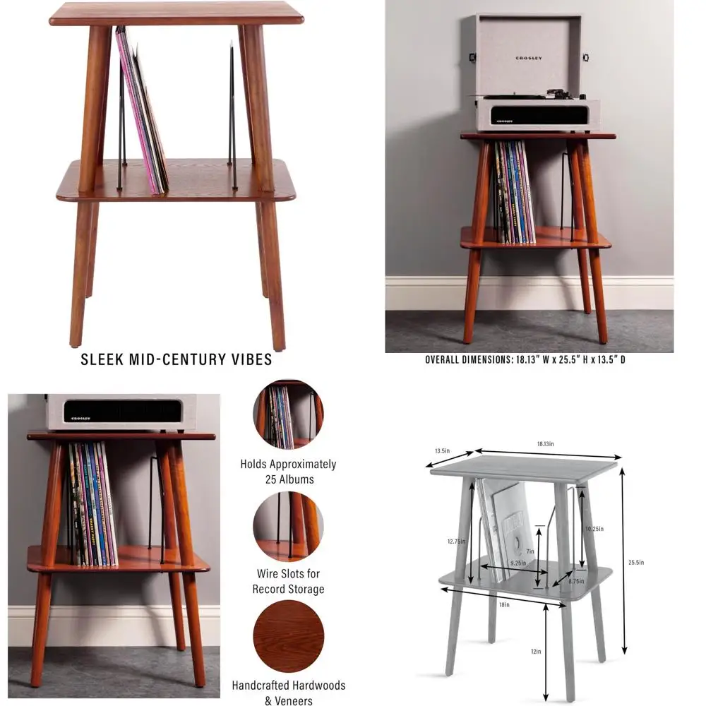 

Подставка для проигрывателя пластинок Crosley Manchester, медиаконсоль с виниловым хранилищем, современный домашний органайзер, паприка