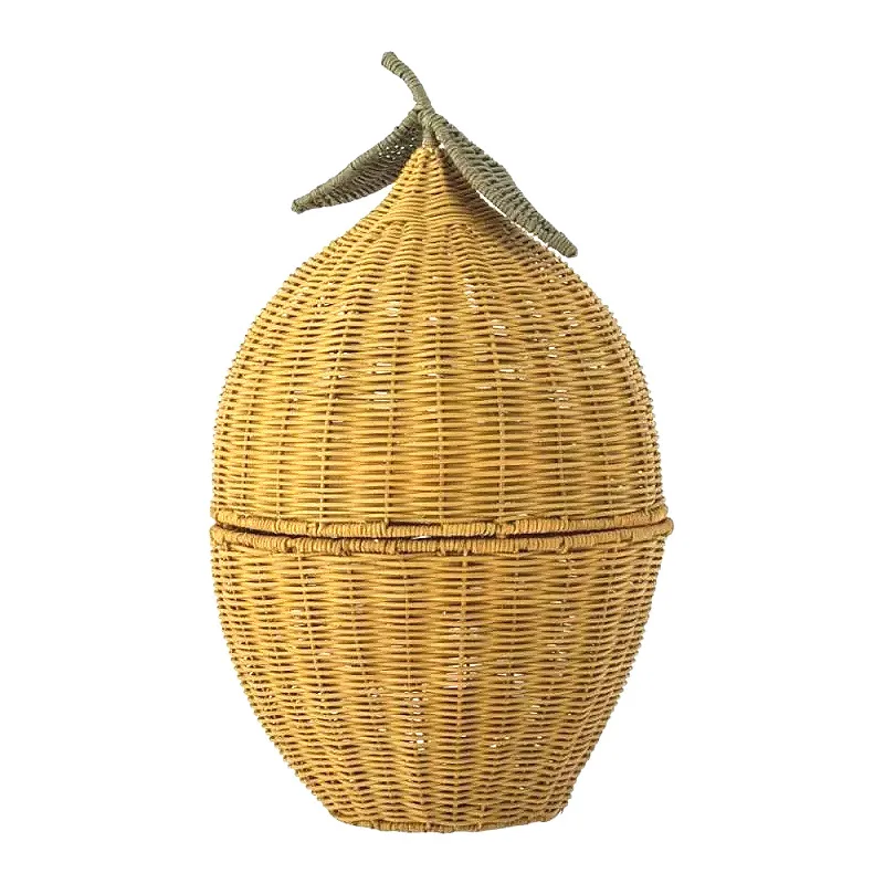 Handmade rattan lemon fruit shape sundries basket, dirty clothes basket storage basket, hotel homestay decoration storage basket
